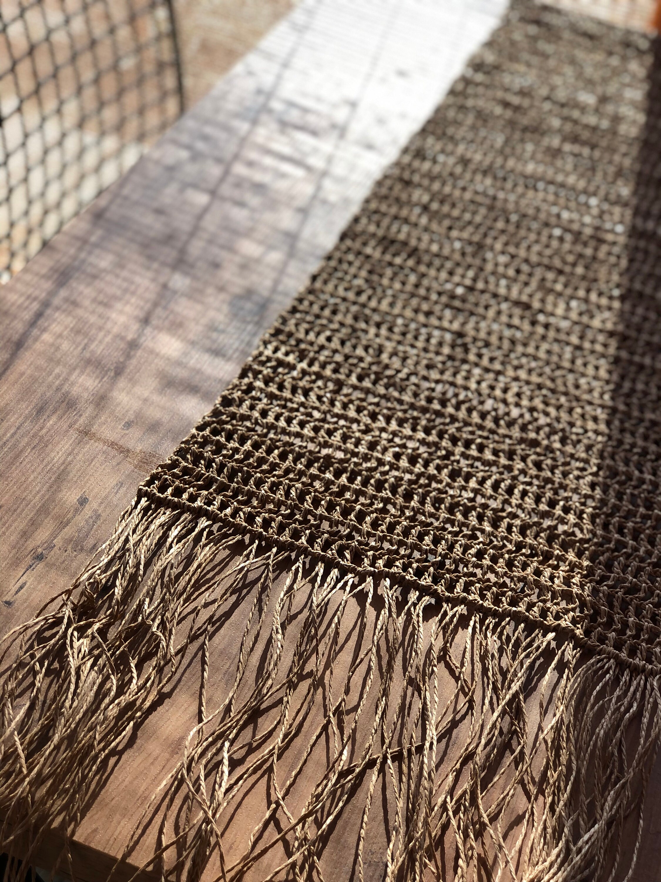 Table Runners Rope Crochet Table Runner Brown, Macrame Table Runner, Paper Rope, Farmhouse ...