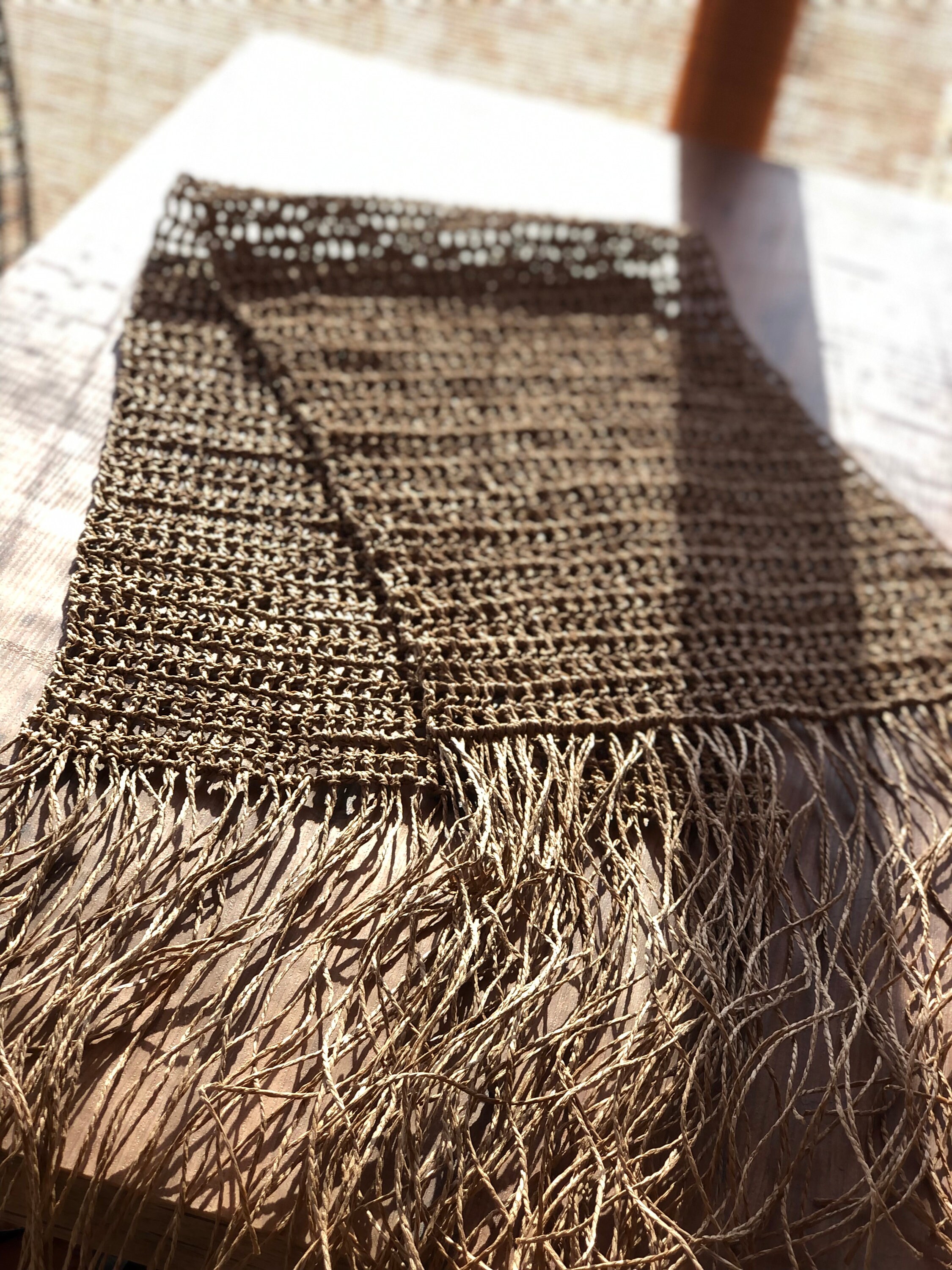 Table Runners Rope Crochet Table Runner Brown, Macrame Table Runner, Paper Rope, Farmhouse ...