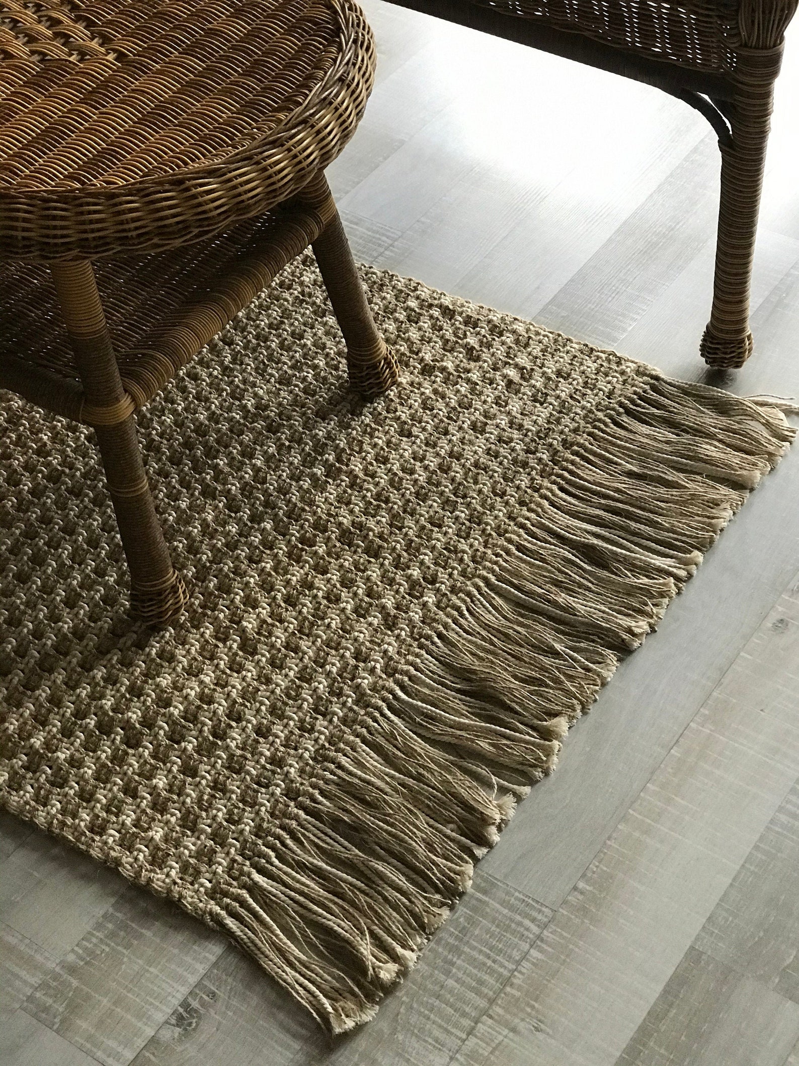 Macrame Rug / Jute Rug / Floor Rug / Rectangular Foot Rug / Etsy