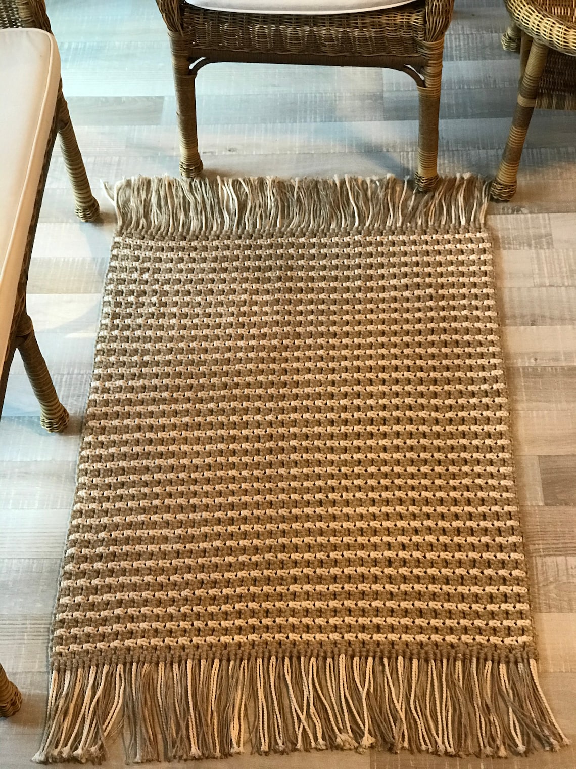 Macrame Rug / Jute Rug / Floor Rug / Rectangular Foot Rug / Etsy