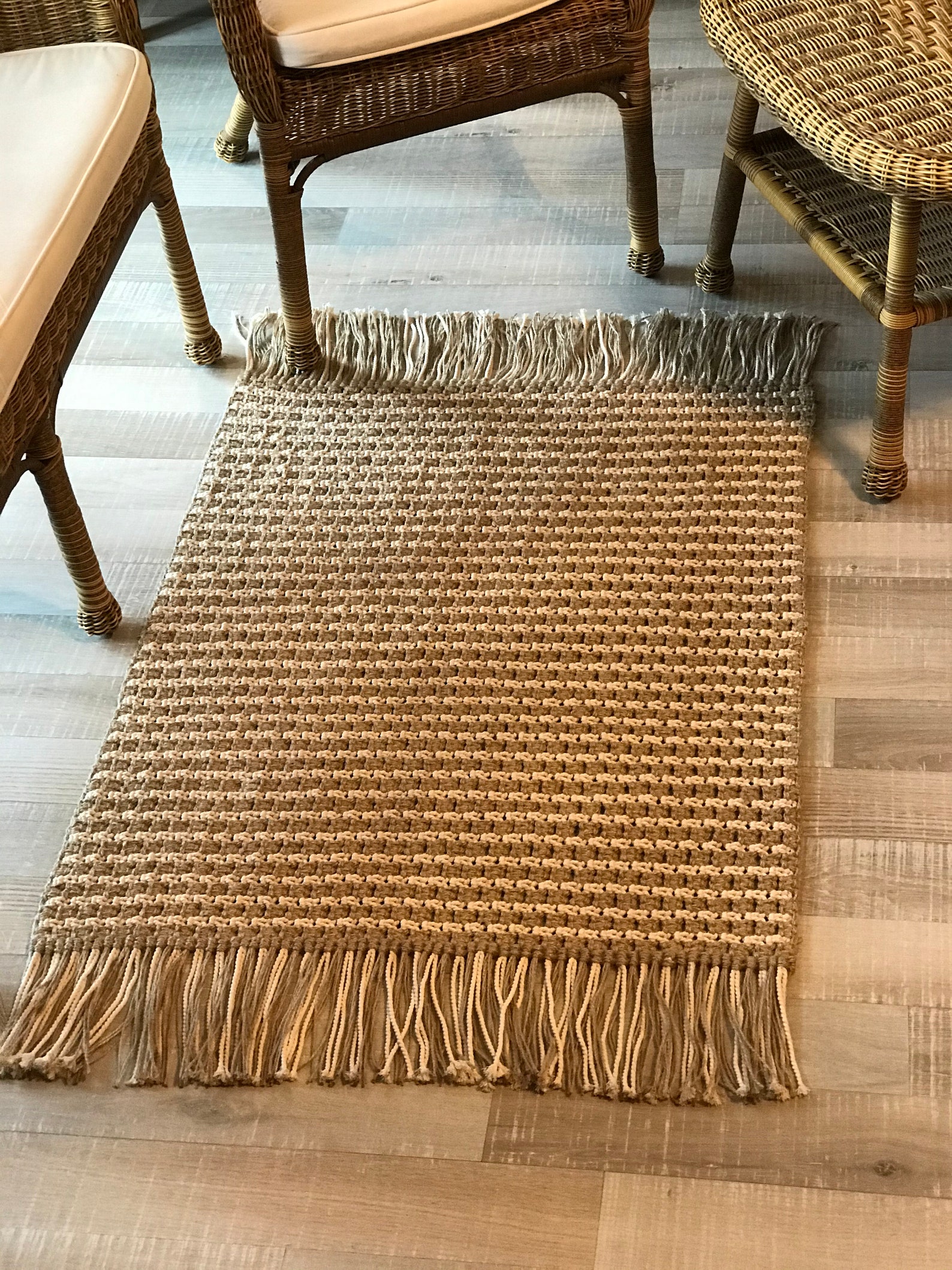 Macrame Rug / Jute Rug / Floor Rug / Rectangular Foot Rug / Etsy