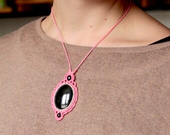 Hematite medallion necklace