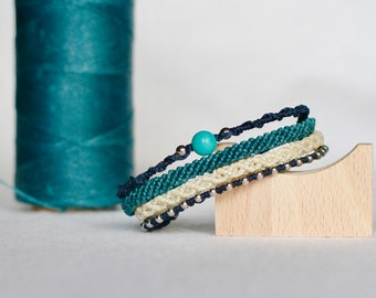 Micro-macramé bracelet 4 in 1, natural stones