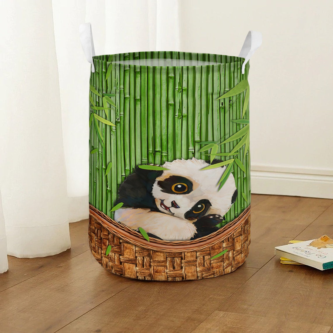 Panda Laundry Basket Panda in Bamboo Tree Hamper Toy Bins Etsy