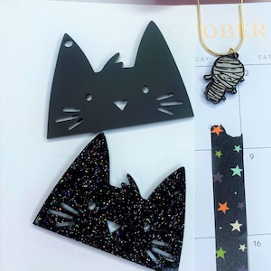 Washi-uitsteker voor kat/kat| Glitter acryl| Voor planners| Accessoires voor planners |