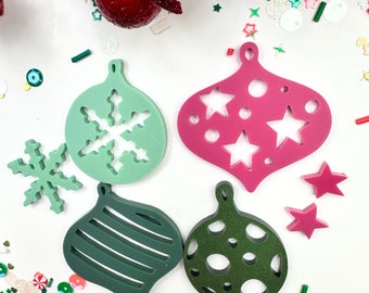 Four Ornament Acrylic Embellishments For Scrapbooking| Paper Crafting| Card Making| Embellishment| DIY Art Projects