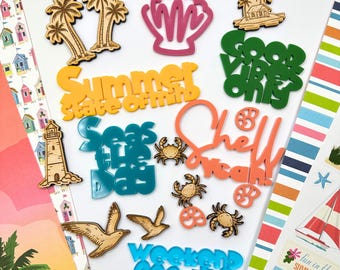 Coastal Chill Kit | For Scrapbooking| Paper Crafting| Card Making| Embellishment| Engraved | DIY's