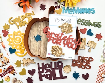 Golden Days Fall Kit | Acrylic & Wood Embellishments | Fall Scrapbook, Album, Cardmaking, Journaling Supplies