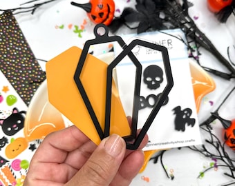 Halloween Coffin Shaker | Acrylic Shaker Embellishment | Scrapbook Charm | Mini Album