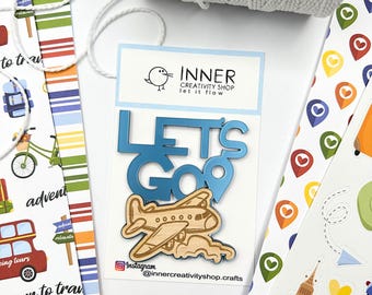 Let's Go with Airplane Veneer |Acrylic Word| For Scrapbooking| Paper Crafting| Card Making| Embellishment|