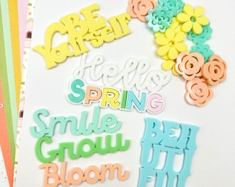 Spring Embellishments Kit | For Scrapbooking| Paper Crafting| Card Making| Embellishment| Engraved | DIY's