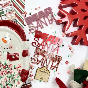 Acrylwoord Lieve kerstman met houten envelopversiering | Voor scrapbooking| Papier knutselen| Kaarten maken| Versiering| Doe-het-zelf