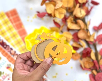 Pumpkin Acrylic Shaker | Autumn Shaker Tag for Scrapbooking, Bag Tags, and Journals