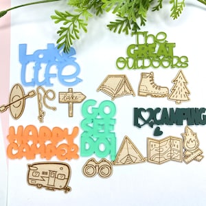 Zestaw ozdób kempingowych/na zewnątrz | Ozdoby akrylowe | Ozdoby drewniane | Scrapbooking | Tworzenie kartek | Zrób to sam | Sztuka i rzemiosło