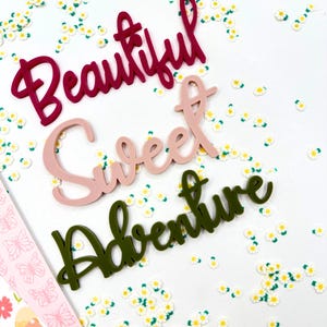 Mooi, lief, avontuurlijk lasergesneden woordtrio| Set van 3 knutselwerkjes voor scrapbooking | Dagboeken en doe-het-zelfdecoratie|Albums| Kaarten maken