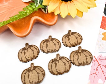 Six Wood Engraved Pumpkins| Engraved| Embellishment | For Scrapbooking| Paper Crafting| Card Making| Embellishment| DIY Art Projects