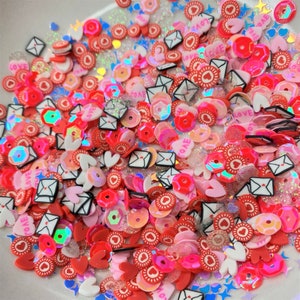 Love letters sequin mix | Clay slices| Mixed Polymer clay| Sprinkles| Arts and Crafts