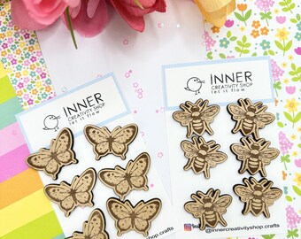 Butterfly & Bee Wood Engraved Embellishments | Scrapbooking | Card Making | DIY Craft Embellishments