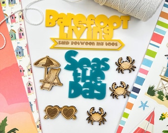Barefoot Living & Seas The Day Acrylic Embellishments Kit: Scrapbooking, Card Making