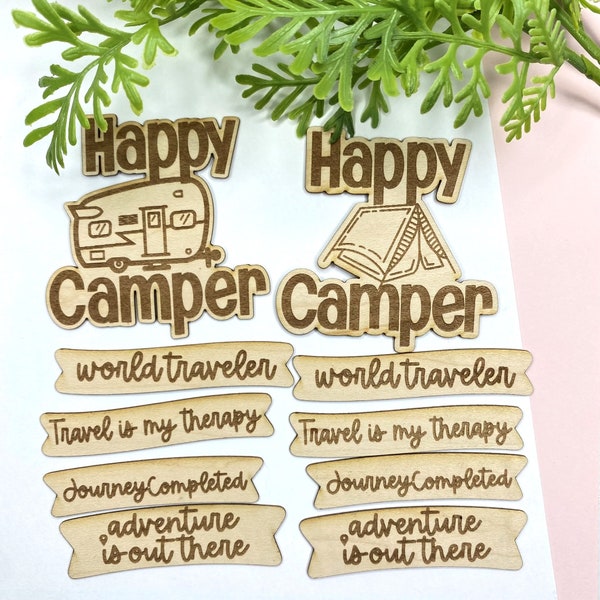 Happy Camper Veneer Set Embellishment  | For Scrapbooking| Paper Crafting| Card Making| Embellishment| Engraved | DIY's