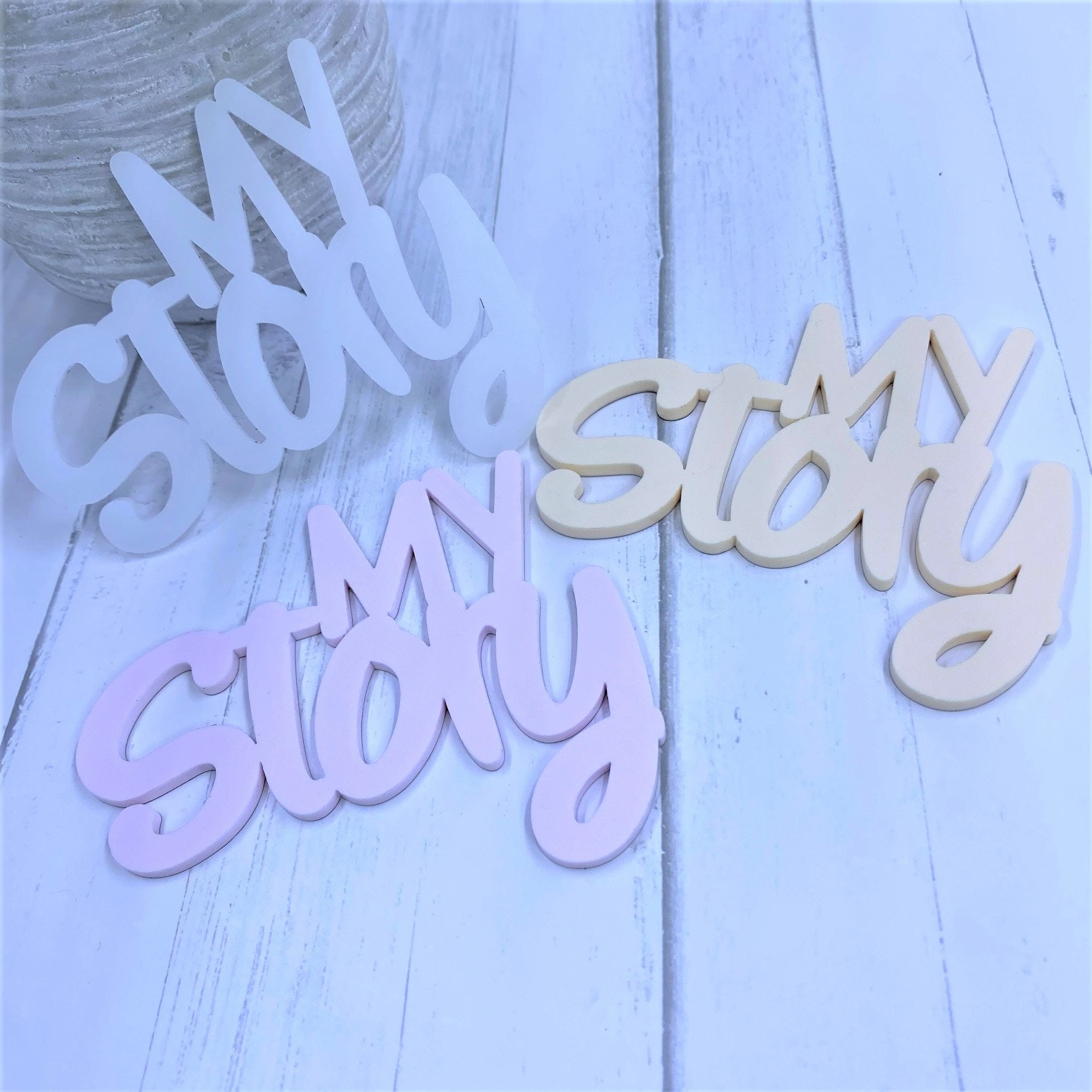 My Story Acrylic Word Embellishment For Scrapbooking Paper Etsy