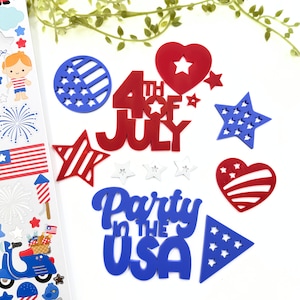 Set di parole acriliche e coriandoli del 4 luglio/Parola acrilica/Per scrapbooking/Creazione di carta/Creazione di cartoline/Abbellimento/Festa negli Stati Uniti