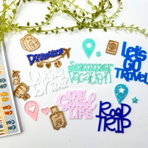 Road Trip zomervakantie Acryl- en houtversieringen | Acrylwoord| Voor scrapbooking| Knutselen| Kaarten maken| Versiering| Gegraveerd