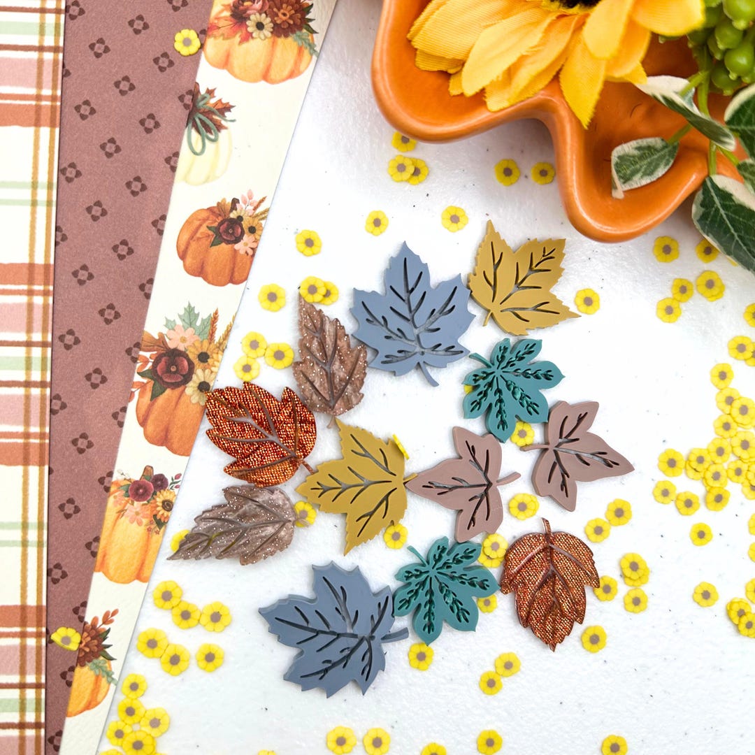 Engraved Acrylic Fall Leaves: Scrapbooking Embellishments (12 Pc) - Etsy