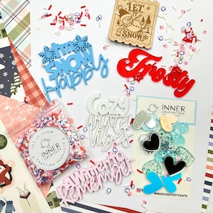 Kit de adornos I'm Snow Happy Winter para álbumes de recortes, manualidades con papel, fabricación de tarjetas, adornos, grabados y manualidades