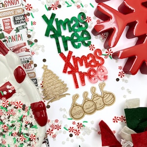 Kerstboom met fineerversiering | Voor scrapbooking| Papier knutselen| Kaarten maken| Versiering| Gegraveerd | Doe-het-zelf