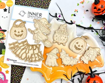 Happy Halloween Veneer Embellishments: Spooky Icons for Scrapbooking