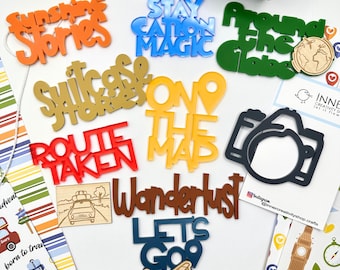 Travel Tales Kit| Acrylic Embellishments |Wood Embellishments| Scrapbooking |Card Making| DIY |Arts and crafts