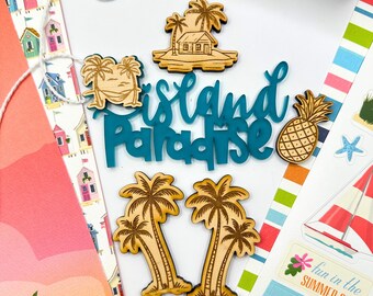 Island Paradise Acrylic Title with Wood Embellishments: Scrapbooking, Card Making