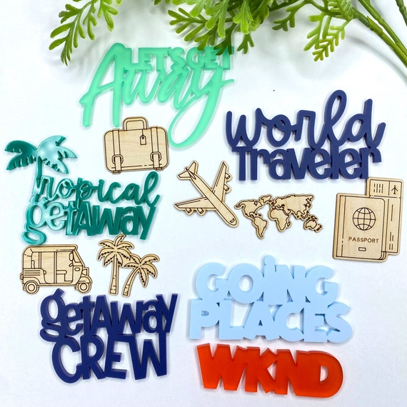 Travel Embellishment Kit: Acrylic & Wood Scrapbooking Embellishments