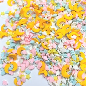 Stars, Moon, Clouds Sprinkles Polymer | Clay slices| Mixed Polymer clay| Sprinkles| Arts and Crafts | Confetti| Polymer Sprinkles