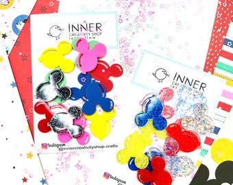 Mouse Ears Confetti Embellishments| 12 Pack |Acrylic Scrapbook Supplies