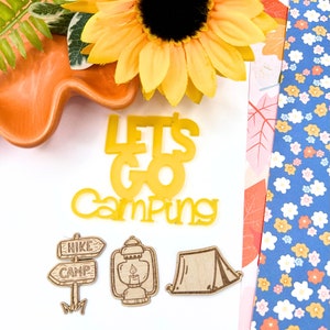 Vamos a acampar Acrílico y adorno de chapa / Para Scrapbooking / Elaboración de papel / Fabricación de tarjetas / Embellecimiento / Grabado / Bricolaje