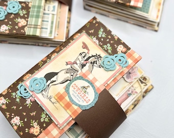Handmade Cowgirl Mini Album| Interactive Mini album |Western Scrapbook Album | 8" x 6" Album |Cowgirl Distress Album| Ready to Ship
