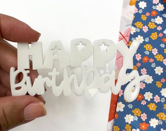 Happy Birthday  Acrylic Embellishment | For Scrapbooking| Paper Crafting| Card Making| Embellishment| Engraved | DIY's