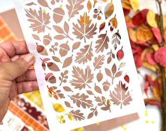 Fall for you  Stencil | Reusable Leaf & Acorn Stencil for Scrapbooking and Mixed Media
