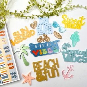Kit Summer Vibes / Para Scrapbooking / Fabricación de papel / Fabricación de tarjetas / Embellecimiento / Grabado / Bricolaje