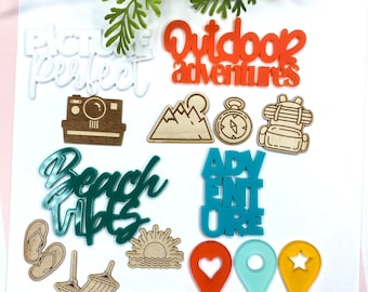 Outdoor Adventure Embellishment Kit: Acrylic & Wood Scrapbooking Pieces