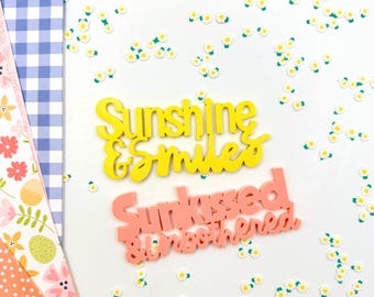 Adornos de palabras acrílicos: Sunkissed, Unbothered, Sunshine & Smiles