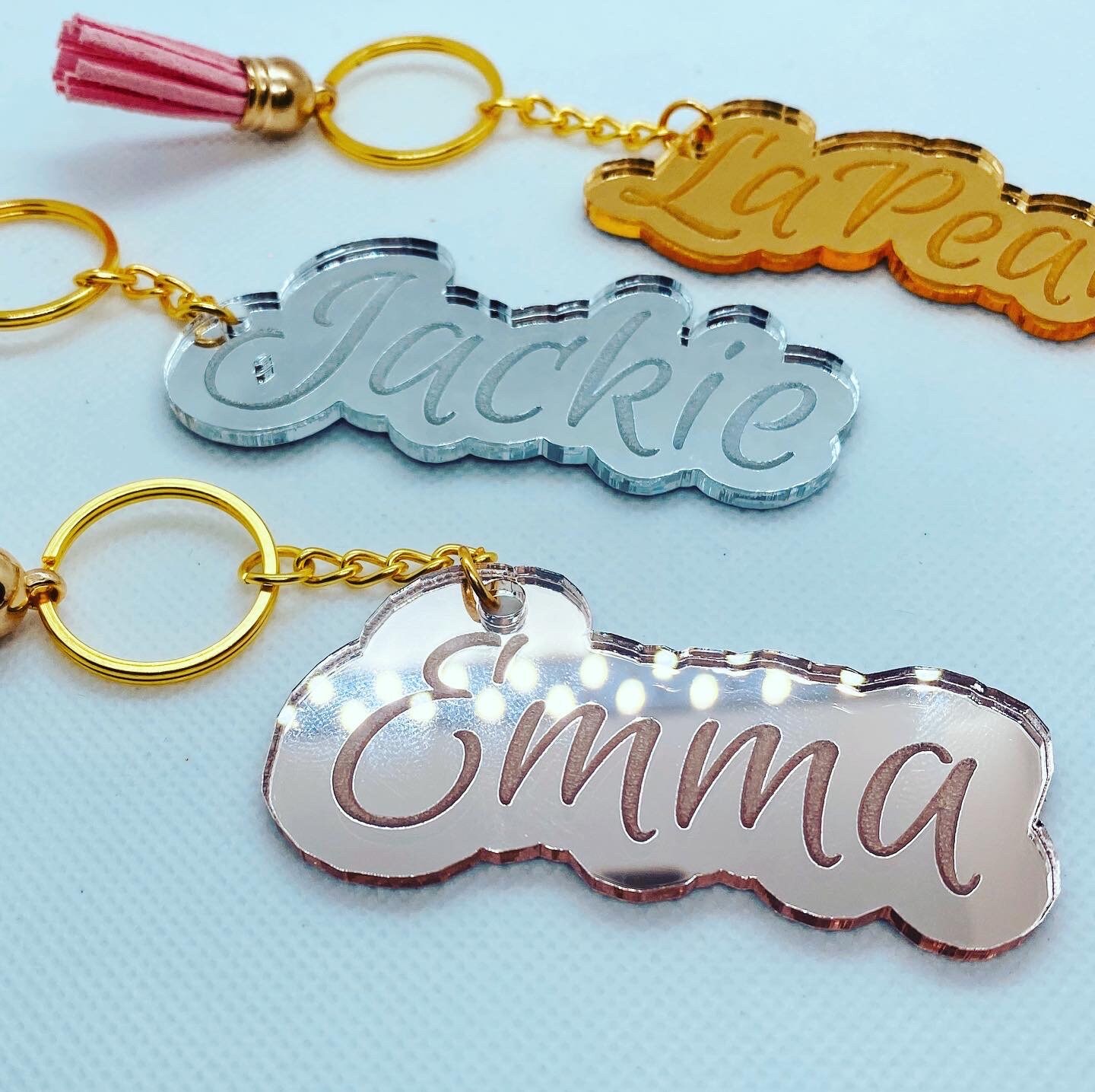 Personalized mirror keychains sale