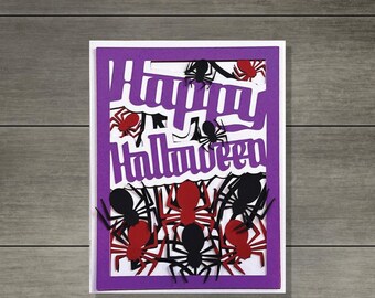 Spooky Spider Halloween Card SVG 3D Layered Greeting Card Digital Download