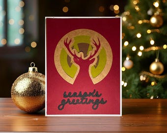 Deer Season's Greeting Card SVG Cut File Easy Layered Card Digital Download