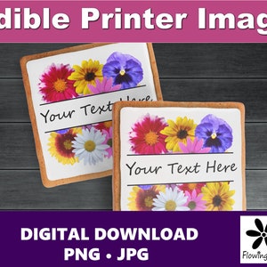 Colorful Square Split Flower Bouquet, Edible Printer, Eddie, Cookie, Floral Clip Art, Monogram, Valentine&#39;s Day, Wedding, Spring, JPG, PNG