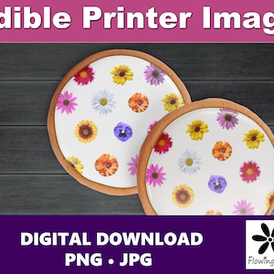 Colorful Scattered Flower Sm Pattern, Edible Printer, Eddie, Cookie, Floral Clip Art, Mother&#39;s Day, Wedding, Bridal shower, Spring, JPG, PNG