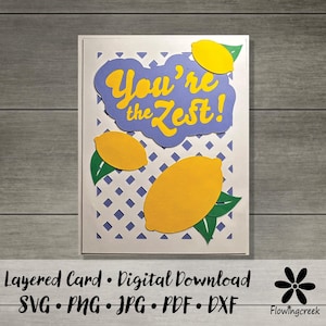 DU bist der Fechter! Zitrone Themen-3D Schicht Gruß-Karte SVG Schnitt Datei Sofortiger Download Einfach DIY Karte - Ermutigung, Danke, alle Anlässe