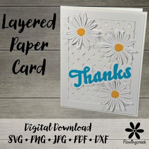 Daisy Lattice Layered Paper Cartão de agradecimento SVG Arquivo de corte
